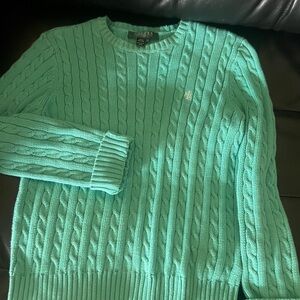 Lauren Ralph Lauren Green Crewneck Cable Knit Sweater